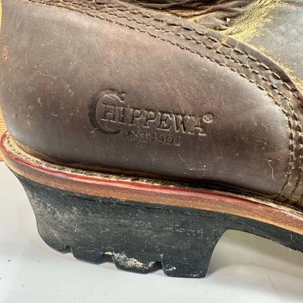 Chippewa Mens Logger Boots 11.5 Waterproof Leather EH Forestry Work Chip A Tex
